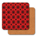 Red 4" Square Coaster w/ 3D Lenticular Animated Spinning Wheels (Blank)